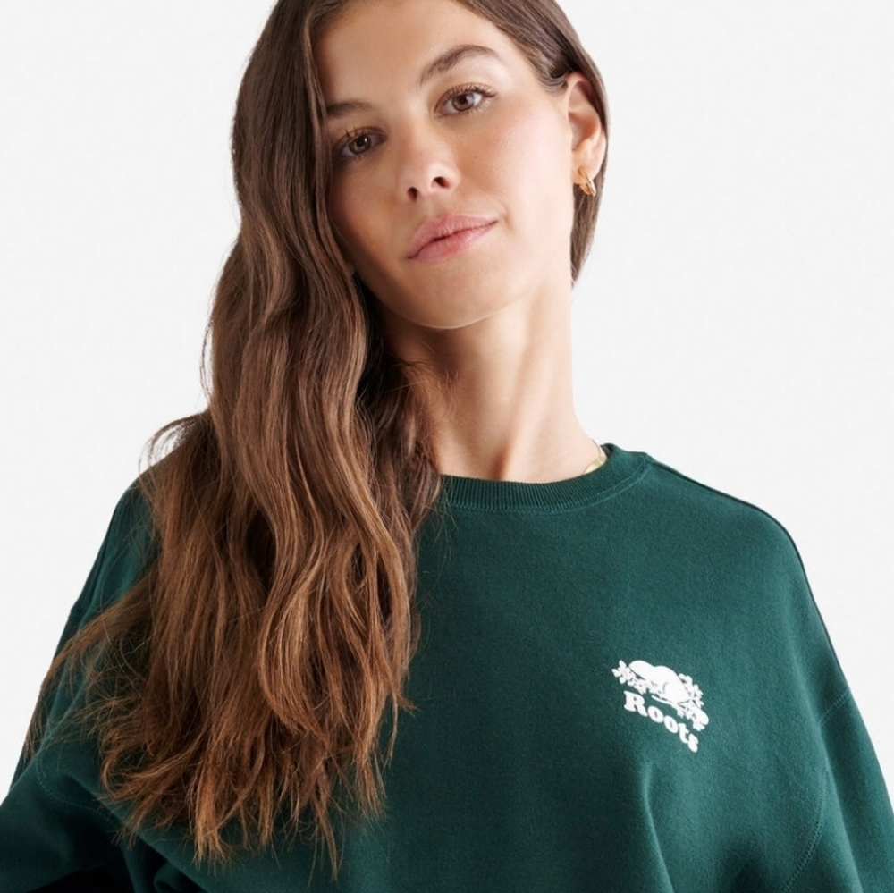 Roots Organic Cooper Varsity Green Sweatshirt